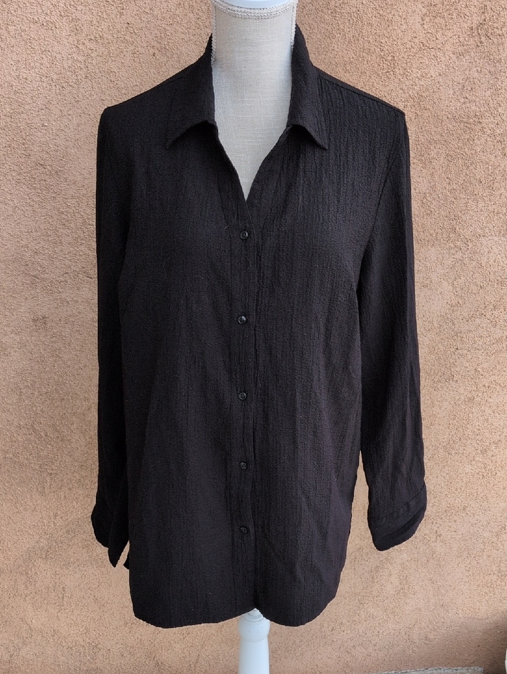 Vintage 90's White Stag Textured Button Down Collared Blouse Careerwear Gothic